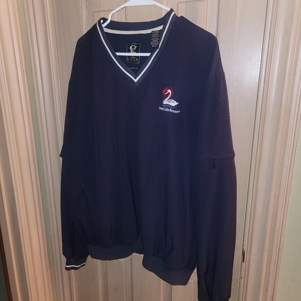 Mens Sz L Gear Flex Action Swan Lake Resort Lined Sweatshirt Navy - Picture 7 of 11